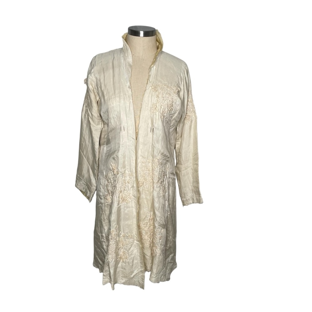 Chan Luu Sz S 100% Silk Embroidered Duster Jacket NO BELT